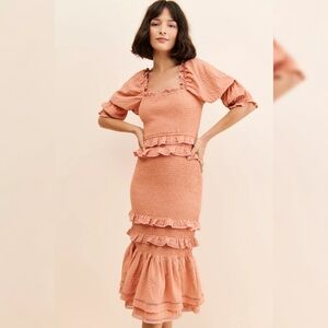 Anthropologie Rachel Parcell Bubble Midi Dress Pink Women's‎ Size Large